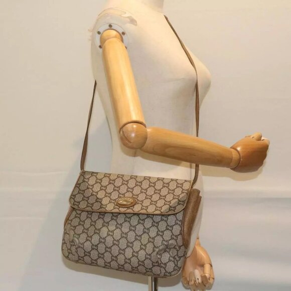 GUCCI GG Plus Supreme Shoulder Bag PVC Leather Beige Auth - Picture 4 of 15